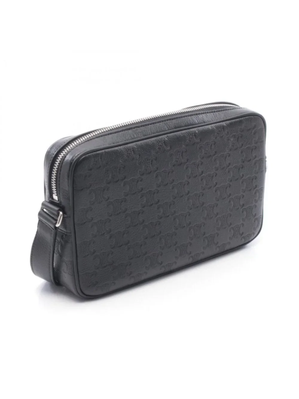 Celine Shoulder Bag Messenger Triomphe Black Leather